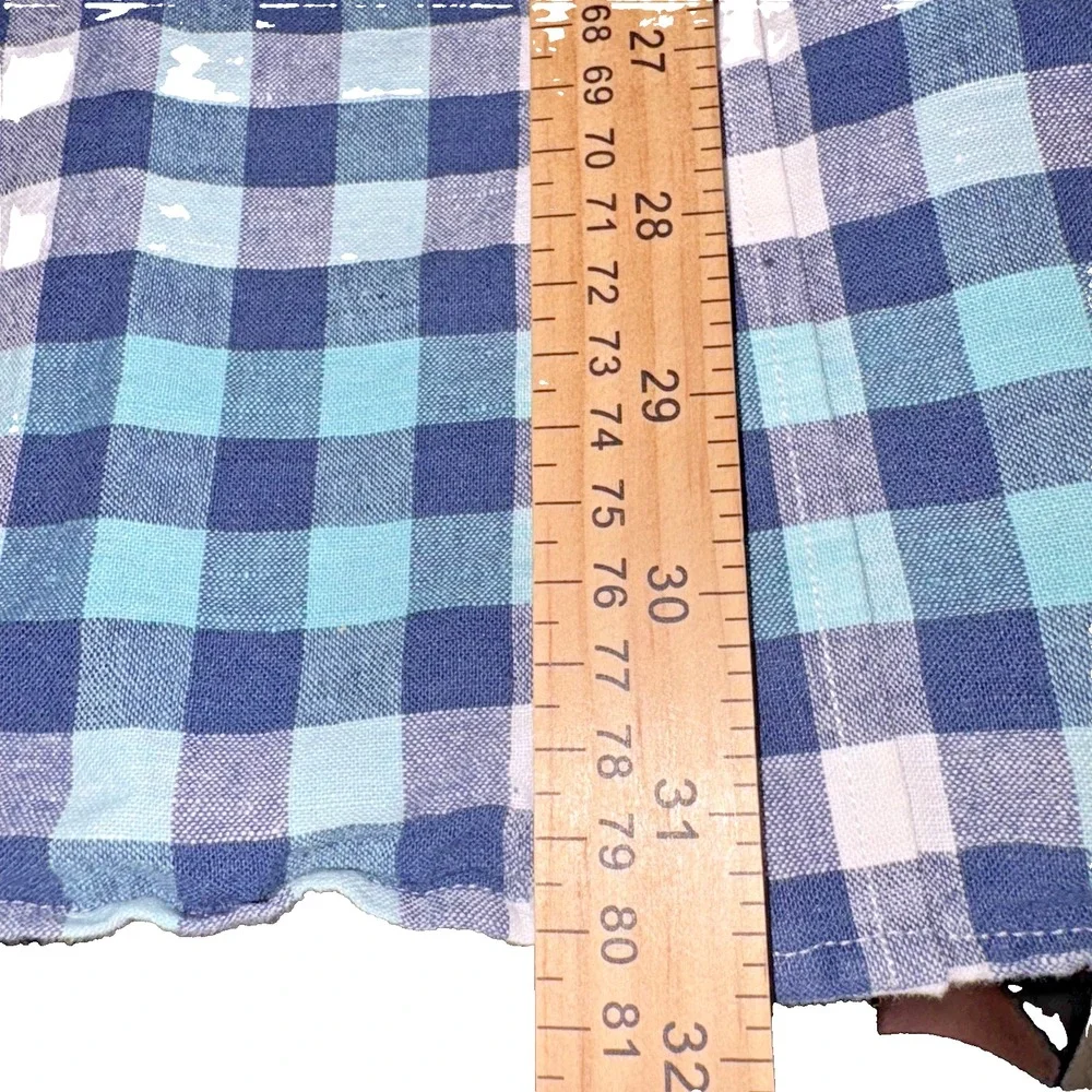 Banana Republic Plaid Shirt Short Sleeve Button Up Green Blue Mens‎ Large (M)